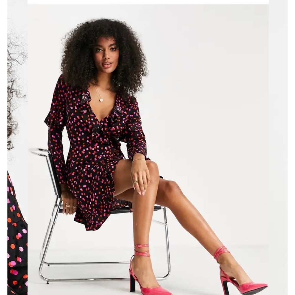 Topshop Minidress Women's Size 8 Multicolor Spot Jacquard Long New